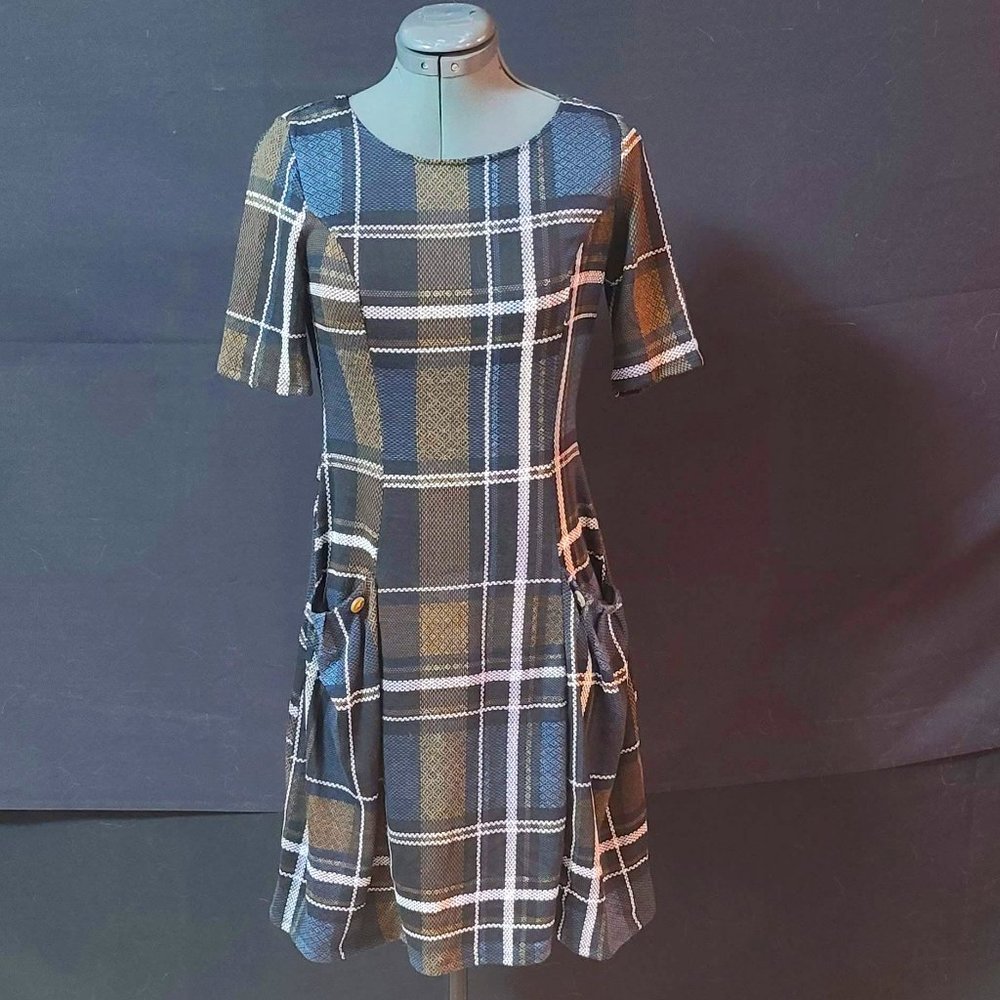 Checkered knee Length Dress by Enfocus Studio (Size 4)